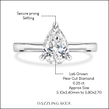 0.25 Ctw Pear Lab Grown Diamond Solitaire Ring, 10K White Gold