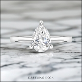 10K White Gold Solitaire Ring, IGI Certified 3.00 ctw Pear Lab Grown Diamond