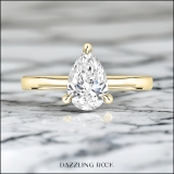 14K Yellow Gold Solitaire Ring, IGI Certified 3.00 ctw Pear Lab Grown Diamond