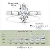 IGI Certified 0.75 Cttw Marquise Lab Grown Diamond V-Prong Solitaire Engagement Ring, 10K White Gold