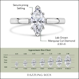 IGI Certified 2.50 Cttw Marquise Lab Grown Diamond V-Prong Solitaire Engagement Ring, 10K White Gold