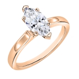 0.50 Cttw Marquise Lab Grown Diamond V-Prong Solitaire Engagement Ring, 18K Rose Gold