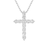 1.93 Cttw Round Lab Grown White Diamond Cross Pendant Necklace for Women with 18 inch Gold Chain in 10K White Gold
