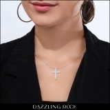 1.93 Cttw Round Lab Grown White Diamond Cross Pendant Necklace for Women with 18 inch Gold Chain in 10K White Gold