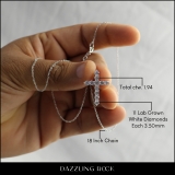 1.93 Cttw Round Lab Grown White Diamond Cross Pendant Necklace for Women with 18 inch Gold Chain in 10K White Gold