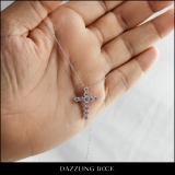 1.93 Cttw Round Lab Grown White Diamond Cross Pendant Necklace for Women with 18 inch Gold Chain in 10K White Gold