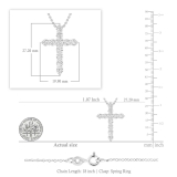 1.93 Cttw Round Lab Grown White Diamond Cross Pendant Necklace for Women with 18 inch Gold Chain in 10K White Gold