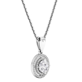 0.50 Carat Center & 0.12 Carat Side Round Lab Grown White Diamond Double Halo Pendant Necklace with 18 inch Silver Chain for Women in 925 Sterling Silver