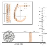 Round Lab Grown White Diamond in Between Metal Zigzag Line J Shape Pushback Hoop Earrings for Her (0.08 ctw, Color H-I, Clarity SI2) in 18K Rose Gold