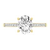 9X7mm Oval & Round Lab Grown White Diamond Engagement Ring for Women (2.22 ctw, Color H-I, Clarity SI2) in 14K Yellow Gold