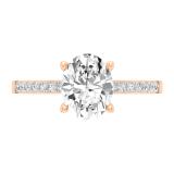 9X7mm Oval & Round Lab Grown White Diamond Engagement Ring for Women (2.22 ctw, Color H-I, Clarity SI2) in 18K Rose Gold