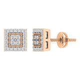 Lab Grown White Diamond Beaded Square Framed Screwback Stud Earrings (0.23 Ctw Color H-I Clarity SI2) for Women in 10K Rose Gold