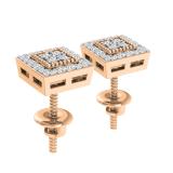 Lab Grown White Diamond Beaded Square Framed Screwback Stud Earrings (0.23 Ctw Color H-I Clarity SI2) for Women in 10K Rose Gold