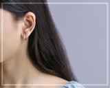 Round Lab Grown White Diamond Bewitching Geometric Hoop earrings for Women (0.24 ctw, Color H-I, Clarity SI2) in 14K Rose Gold