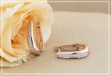 Round Lab Grown White Diamond Bewitching Geometric Hoop earrings for Women (0.24 ctw, Color H-I, Clarity SI2) in 14K Rose Gold