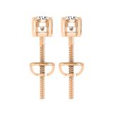 3mm Each Round Lab Grown White Diamond 2 Stone Screwback Dangle Drop Earrings for Women in 18K Rose Gold