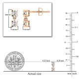 3mm Each Round Lab Grown White Diamond 2 Stone Screwback Dangle Drop Earrings for Women in 18K Rose Gold