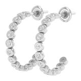 Bezel Set Round Lab Grown White Diamond Semi Circle Pushback Hoop Earrings for Women in 10K White Gold