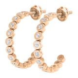 Bezel Set Round Lab Grown White Diamond Semi Circle Screwback Hoop Earrings for Women in 18K Rose Gold