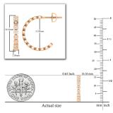 Bezel Set Round Lab Grown White Diamond Semi Circle Screwback Hoop Earrings for Women in 18K Rose Gold
