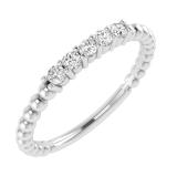 5 Stone Round Lab Grown White Diamond Beaded Style Classical Sleek Stackable Wedding Band Ring for Her (0.17 ctw, Color H-I, Clarity SI2) in 925 Sterling Silver