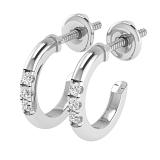 0.09 Carat (ctw) Round Lab Grown White Diamond 3 Stone Stud Earrings for Women in 925 Sterling Silver in Screw Back