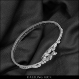 1.72 Cttw Marquise & Round Lab Grown White Diamond Bangle Bracelet for Women in 925 Sterling Silver