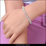 3.35 Cttw Marquise & Round Lab Grown White Diamond Radiant Petals Link Bracelet for Women in 925 Sterling Silver