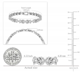 3.35 Cttw Marquise & Round Lab Grown White Diamond Radiant Petals Link Bracelet for Women in 925 Sterling Silver