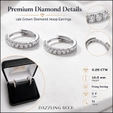 0.25 Ctw IGI Certified Round Lab Grown Diamond 9 Stone Hoop Earrings for Women | SI Clarity, E-F Color | 925 Sterling Silver