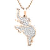 Round Lab Grown White Diamond Baby Elephant Pendant for Her with 18 Inch Gold Chain (0.53 ctw, Color H-I, Clarity SI2) in 14K Rose Gold