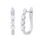 Round Lab Grown White Diamond 3 Stone Hoop Earrings for Women (0.50 ctw, Color H-I, Clarity SI2) in 14K White Gold