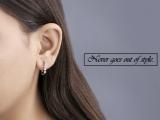 Round Lab Grown White Diamond 3 Stone Hoop Earrings for Women (0.50 ctw, Color H-I, Clarity SI2) in 14K White Gold