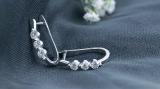 Round Lab Grown White Diamond 3 Stone Hoop Earrings for Women (0.50 ctw, Color H-I, Clarity SI2) in 14K White Gold