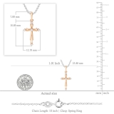 5 Stone Round Lab Grown White Diamond Cross Pendant for Women (0.10 ctw, Color H-I, Clarity SI2) in 10K Rose Gold