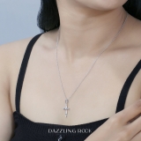 5 Stone Round Lab Grown White Diamond Cross Pendant for Women (0.10 ctw, Color H-I, Clarity SI2) in 10K White Gold