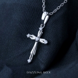 5 Stone Round Lab Grown White Diamond Cross Pendant for Women (0.10 ctw, Color H-I, Clarity SI2) in 10K White Gold
