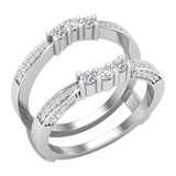 Round Lab Grown White Diamond Enhancer Double Wrap Guard Anniversary Band Ring for Women (0.53 ctw Color H-I Clarity SI2) in 925 Sterling Silver