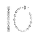 Round Lab Grown White Diamond Kite Shaped Milgrain Edge Push Back Hoop Earrings for Women (0.51 ctw Color H-I Clarity SI2) in 10K White Gold