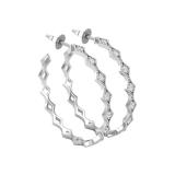 Round Lab Grown White Diamond Kite Shaped Milgrain Edge Push Back Hoop Earrings for Women (0.51 ctw Color H-I Clarity SI2) in 10K White Gold