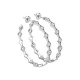 Round Lab Grown White Diamond Kite Shaped Milgrain Edge Screw Back Hoop Earrings for Women (0.51 ctw Color H-I Clarity SI2) in 925 Sterling Silver