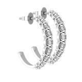 0.23 Carat (ctw) Round Lab Grown White Diamond 9 Stone Illusion Set J Shape Pushback Hoop Earrings for Women in 925 Sterling Silver