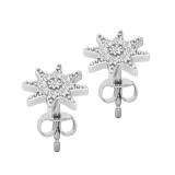 Round Lab grown White Diamond Starburst Cluster Pushback Stud Earrings for Women (0.10 ct Color H-I Clarity SI2) in 10K White Gold