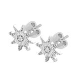 Round Lab grown White Diamond Starburst Cluster Pushback Stud Earrings for Women (0.10 ct Color H-I Clarity SI2) in 10K White Gold