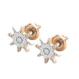 Round Lab grown White Diamond Starburst Cluster Screwback Stud Earrings for Women in (0.10 ct Color H-I Clarity SI2) 14K Rose Gold