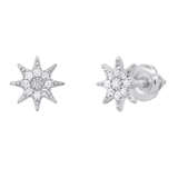Round Lab grown White Diamond Starburst Cluster Screwback Stud Earrings for Women (0.10 ct Color H-I Clarity SI2) in 925 Sterling Silver