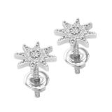Round Lab grown White Diamond Starburst Cluster Screwback Stud Earrings for Women (0.10 ct Color H-I Clarity SI2) in 925 Sterling Silver
