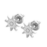 Round Lab grown White Diamond Starburst Cluster Screwback Stud Earrings for Women (0.10 ct Color H-I Clarity SI2) in 925 Sterling Silver