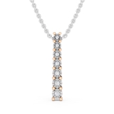 0.10 Carat (ctw) Round Lab Grown White Diamond 7 Stone Illusion Set Life Journey Pendant with 18 inch Silver Chain for Women in 10K Rose Gold