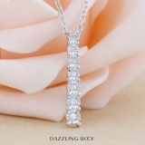 0.10 Carat (ctw) Round Lab Grown White Diamond 7 Stone Illusion Set Life Journey Pendant with 18 inch Silver Chain for Women in 925 Sterling Silver